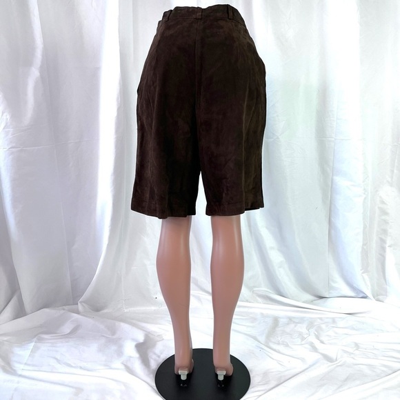 L ‘ OFFICIEL BROWN LEATHER BERMUDA  SHORTS HIGH WAIST SUEDE VINTAGE SHORTS 10 - Picture 4 of 8